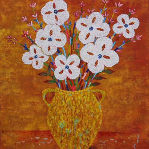 박환숙, 머무는 향기, 53×45.5cm, oil on hanji, 2023