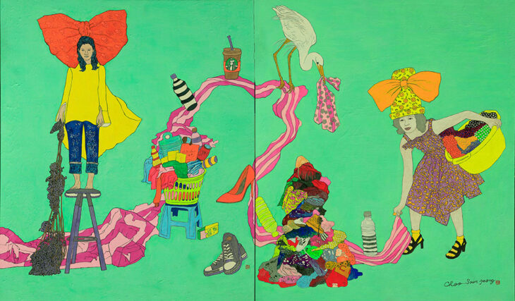 추순정, 소비의 순환, 73×122cm, mixed media, 2025