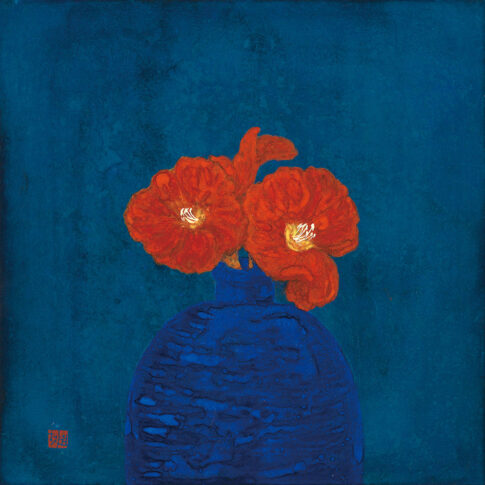 Hyewon Shin, CONTRAST, 34×34cm, painting on Korean paper, 2024