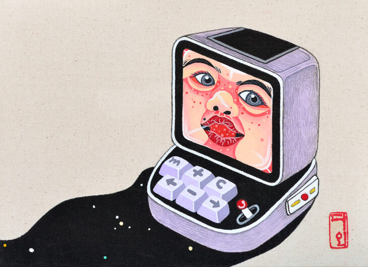 김다인, 나의 우주 유람기, 16×22cm, coloring on a fabric, 2024