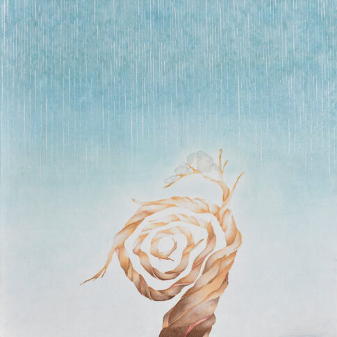 오다원, 우듬지까지는 먼, 61x61cm, Mixed media on paper, 2025