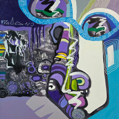 기옥란, 트랜스휴먼-원형에 대한 사유, 72.7x 60.6cm, Acrylic on canvas, 2025