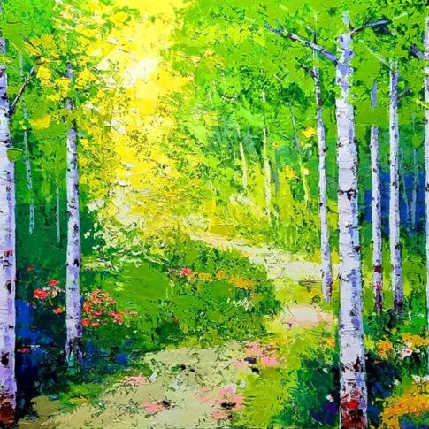 신 선, 자작나무, 112.1×162.2cm, oil on canvas, 2025