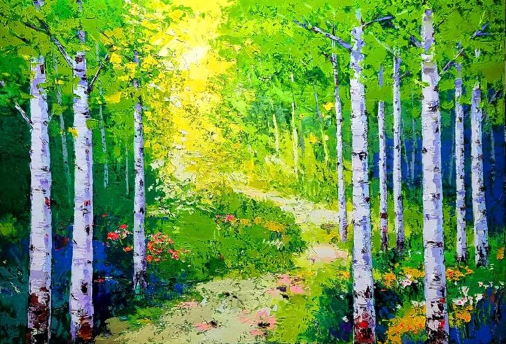 신 선, 자작나무, 112.1×162.2cm, oil on canvas, 2025