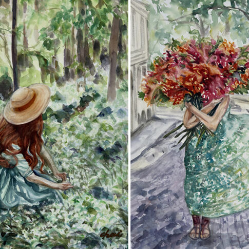 최정자, 행복한 날, 53×40.9cm, watercolor on paper, 2024