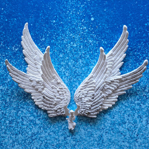 육영란, 푸른 날개-소망, 72.7×60.5cm, Mixed media on Canvas, 2025