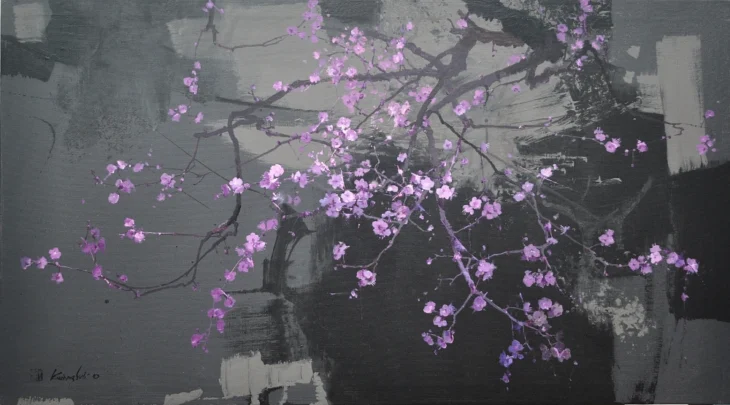 오광섭, 매화향기-담다, 90.0×50.0 cm, mixed painting, 2025