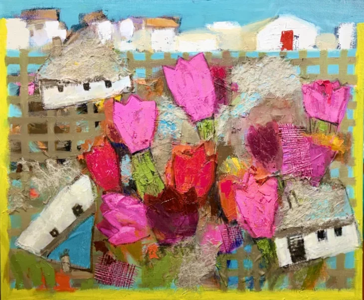 이종숙, happyday26 -tulip village, 72.7×60.6cm, Mixed media, 2026