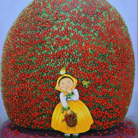 박승희, 꽃분이의 꽃등, 90.9×72.7cm, acrylic on canvas, 2026