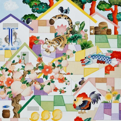 박혜정, 행복동 사랑번지, 91×65.5cm, Korean color on Korean paper, 2025