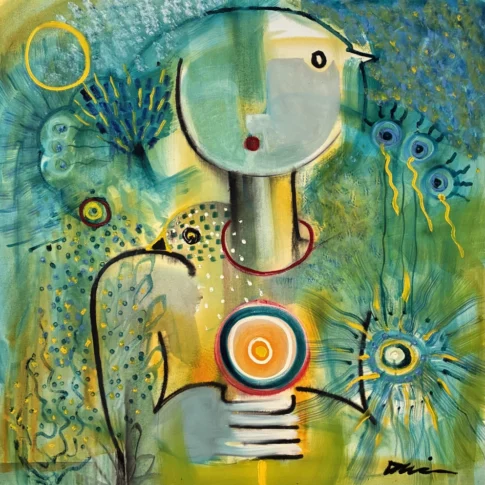 Duvan, The Song of the Ancient Waters, 100×100cm, oil on canvas, 2026
