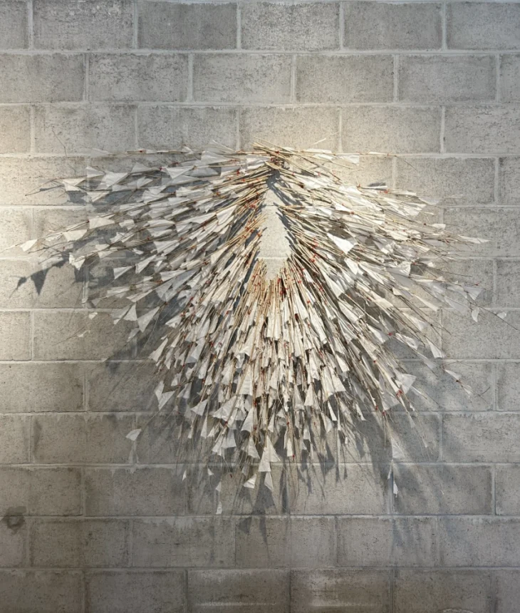 노은희, 바람01, 180×180cm, artist's unique technique, Korean paper, bamboo, wire, cotton yarn, 2016