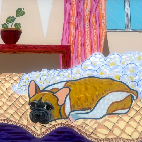 송지윤, 영탄이의 오후, 89.4×130.4cm, acrylic on canvas, 2025
