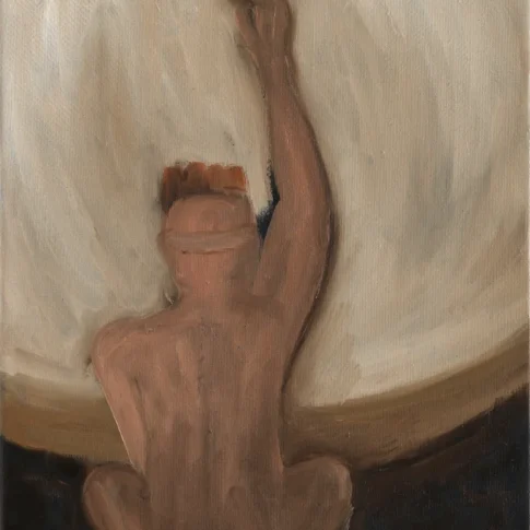 윤성민, Apate-북치는 사람, 22.7×15.8cm, oil on canvas, 2026