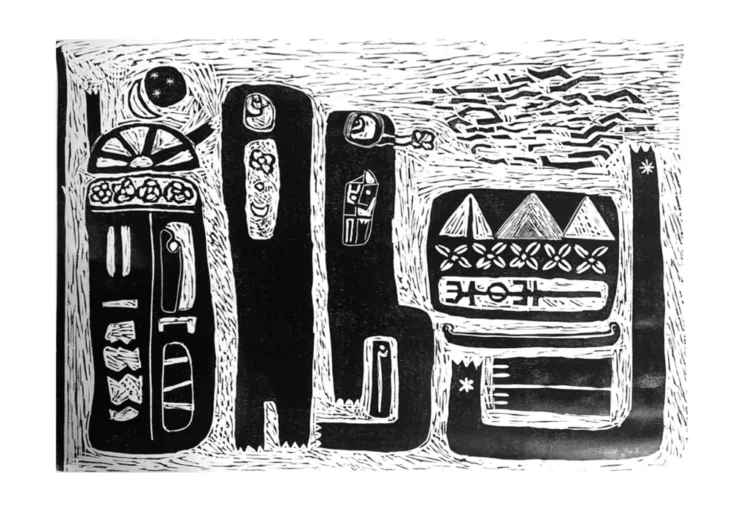Bassem Hessien, Memories, 100.0×80.0cm, with frame, art print(woodcut), 2025