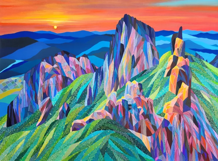 정인경, 오늘도 빛날 (월출산), 130.3×97.0cm, acrylic on canvas, 2024