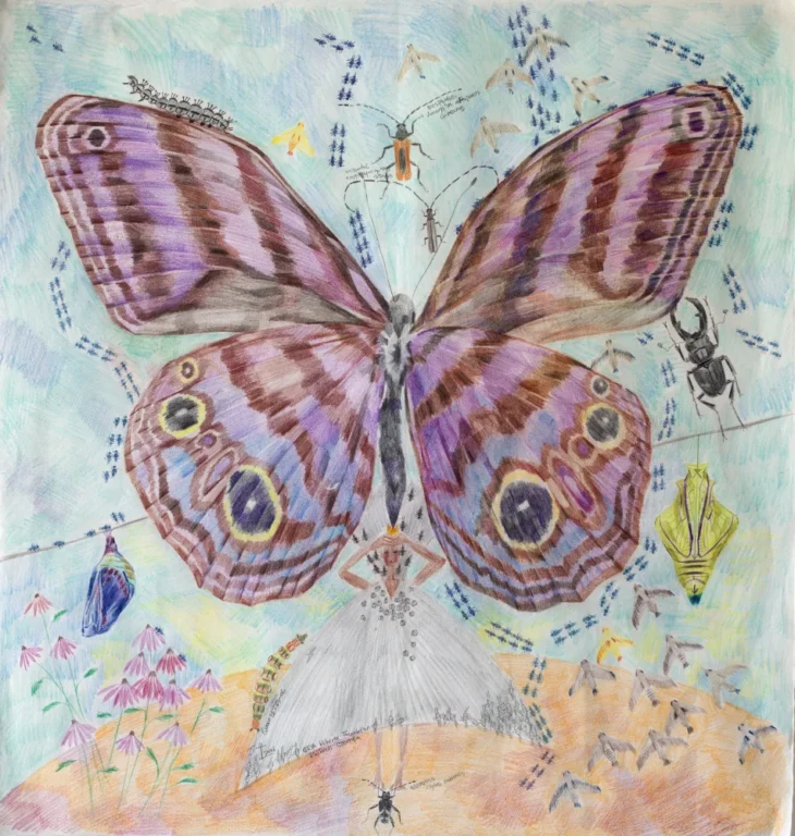 Sooyoung Kim, Queen 26-03-06, 74x71x0.1cm, mixed composition on hanji Korean traditional paper, 2026