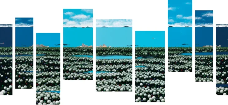 Gaeyang Bang, Welsh Onion-Wave, 410.0×180.0×10.0cm, acrylic on canvas, 2025