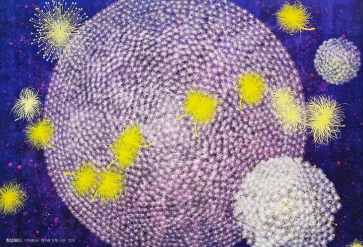 Myungja Kim, Recollection 26-03, 116.0×80.0cm, pigments and gold powder on mulberry paper, 2026