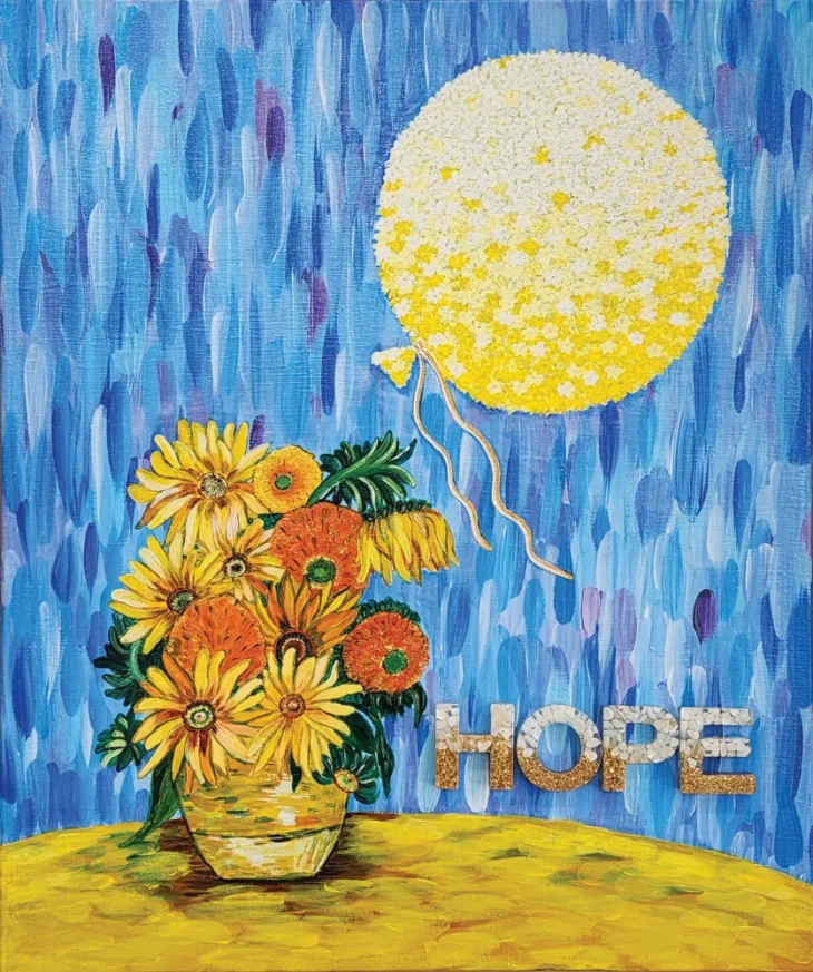 Aerang Kim, Hope, 45.5×37.9cm, mixed media on canvas, 2026