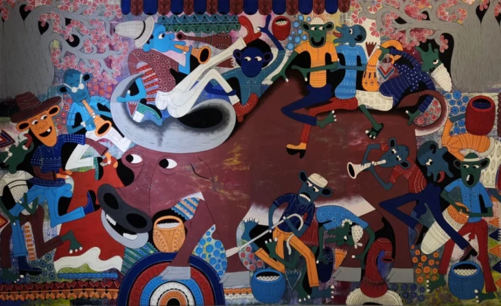 Hendrick Lilanga, Buffalo, 120.0×200.0cm, gloss paint on canvas, 2025