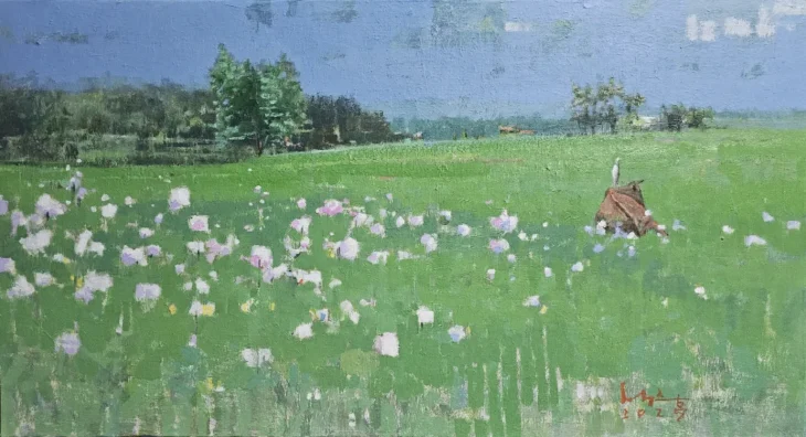 이석중, 삶-동행, 90.0×49.0cm, oil on canvas, 2025