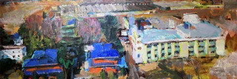 박성완, 전남방직 공사중, 90.0×180.0cm, oil on canvas, 2026