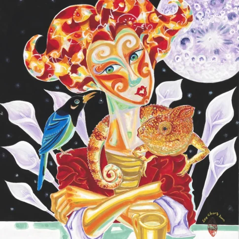 Changhoon Lee, Pierrot of the City, 72.0×60.0cm, color powder on Korean paper, 2018