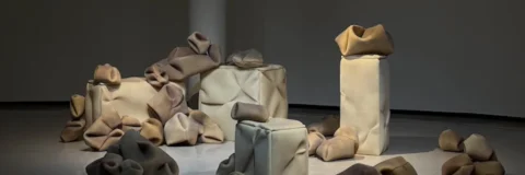 김명진, 나는 사람의 피부가 꼭 마음 같다고 생각했다, dimensions variable, airbrush and stitching on sponge, 2025