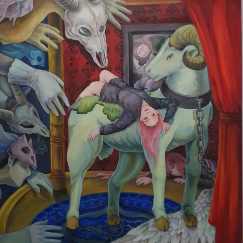 Suyeon Yu, The Life of a Marionette in the World, 130.3×97.0cm, oil on canvas, 2023