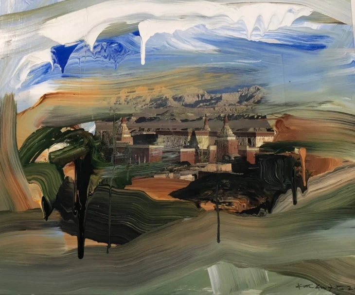김구림, 음양 21-S 184, 53.0×65.5cm, acrylic on canvas, 2021