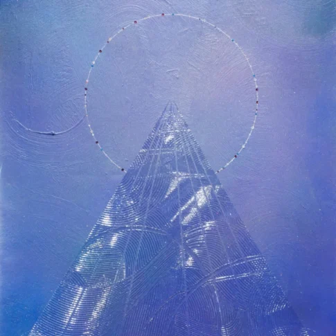 Oh Hae Sung, B-250125 (Orbit), 116.8×91.0cm, acrylic, Korean ink, pigment powder, crystal powder, ink, gel, and Swarovski crystals on canvas, 2025