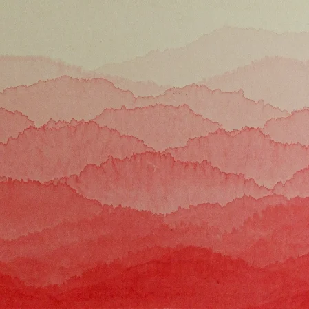 김민정, Red Mountain, 51.5×115.0cm, watercolor on hanji, 2021